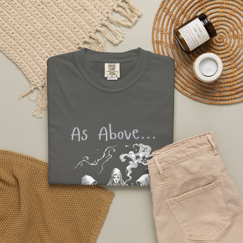 As Above So Below Ritual Scene T-Shirt | Occult Witchcraft Illustration - Erudition Designs