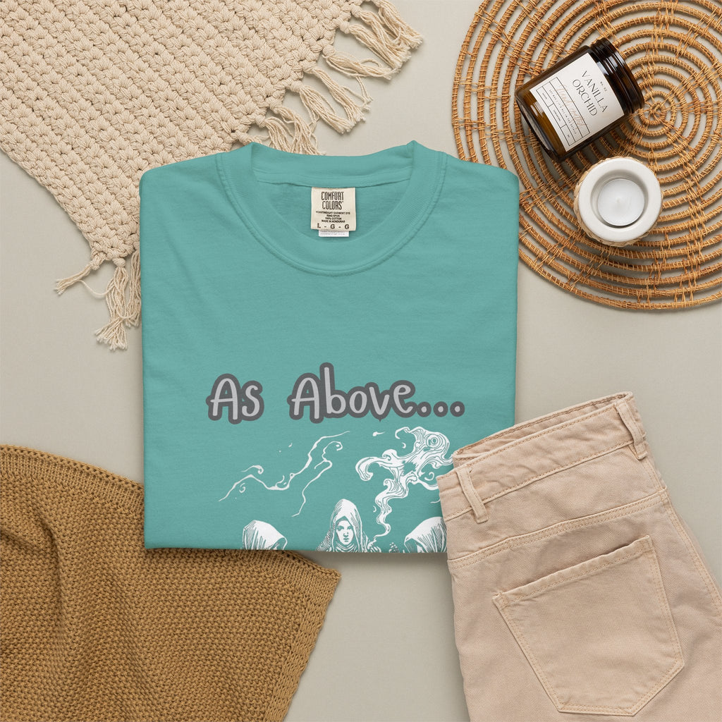 As Above So Below Ritual Scene T-Shirt | Occult Witchcraft Illustration - Erudition Designs