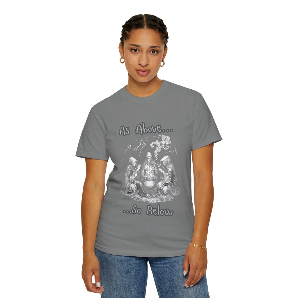 As Above So Below Ritual Scene T-Shirt | Occult Witchcraft Illustration - Erudition Designs