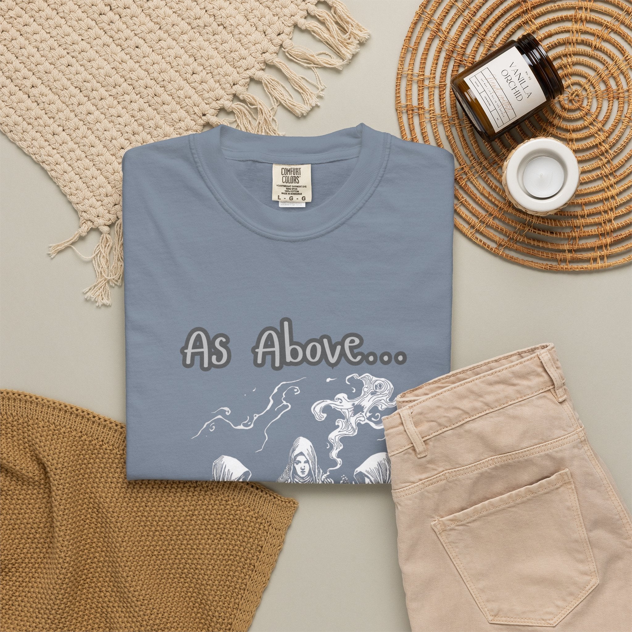 As Above So Below Ritual Scene T-Shirt | Occult Witchcraft Illustration - Erudition Designs