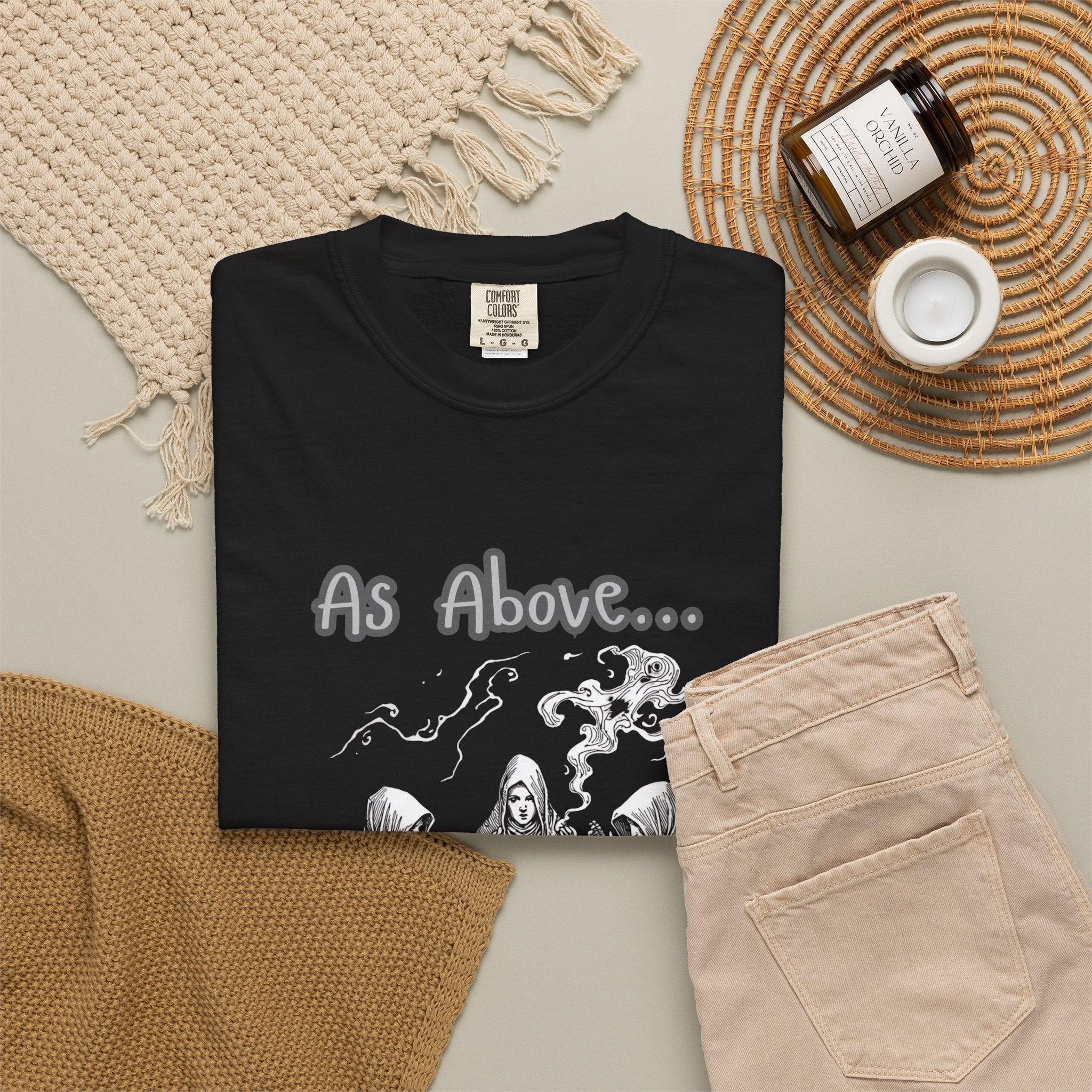 As Above So Below Ritual Scene T-Shirt | Occult Witchcraft Illustration - Erudition Designs