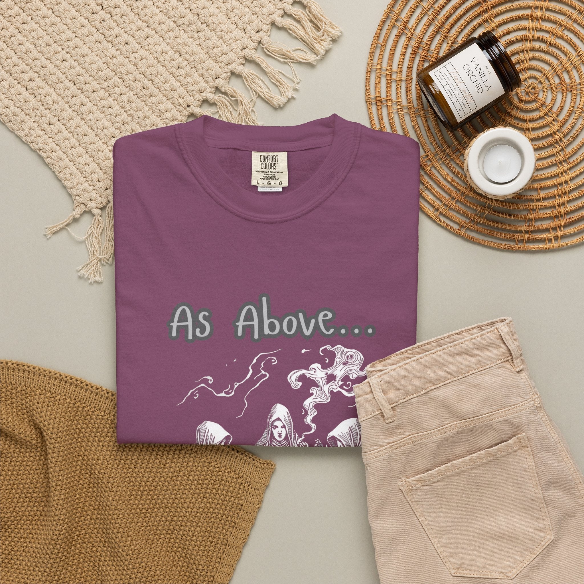 As Above So Below Ritual Scene T-Shirt | Occult Witchcraft Illustration - Erudition Designs