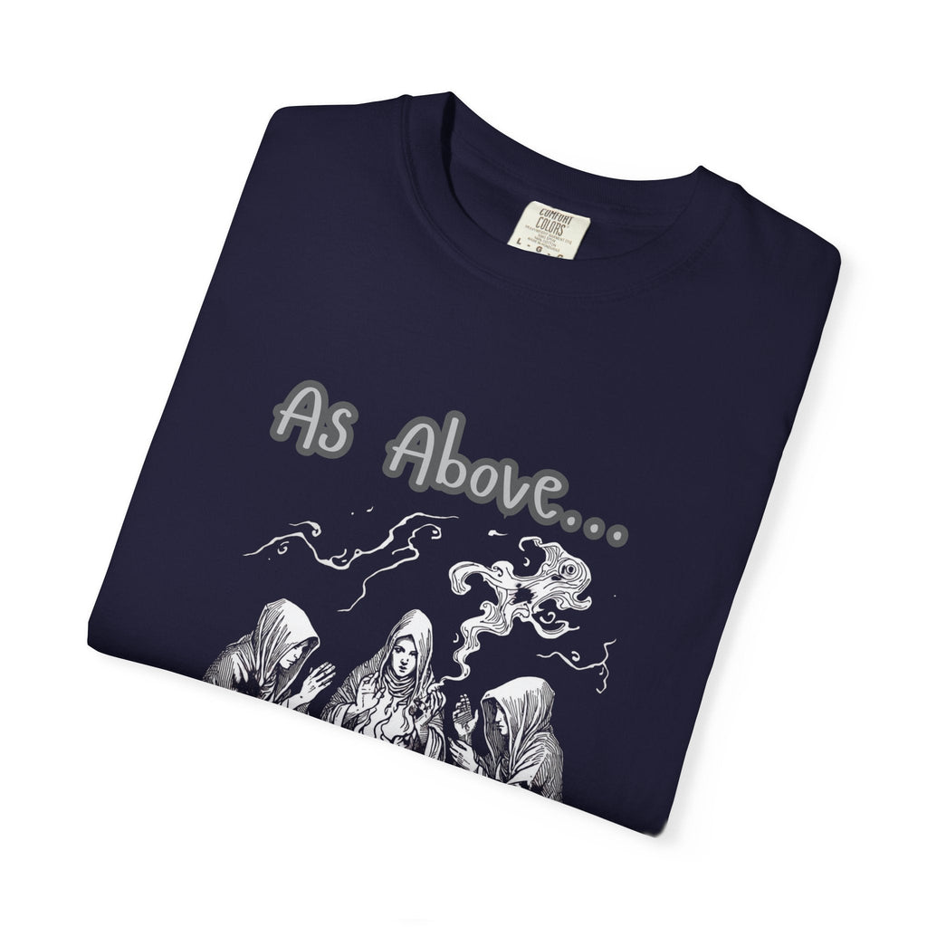 As Above So Below Ritual Scene T-Shirt | Occult Witchcraft Illustration - Erudition Designs