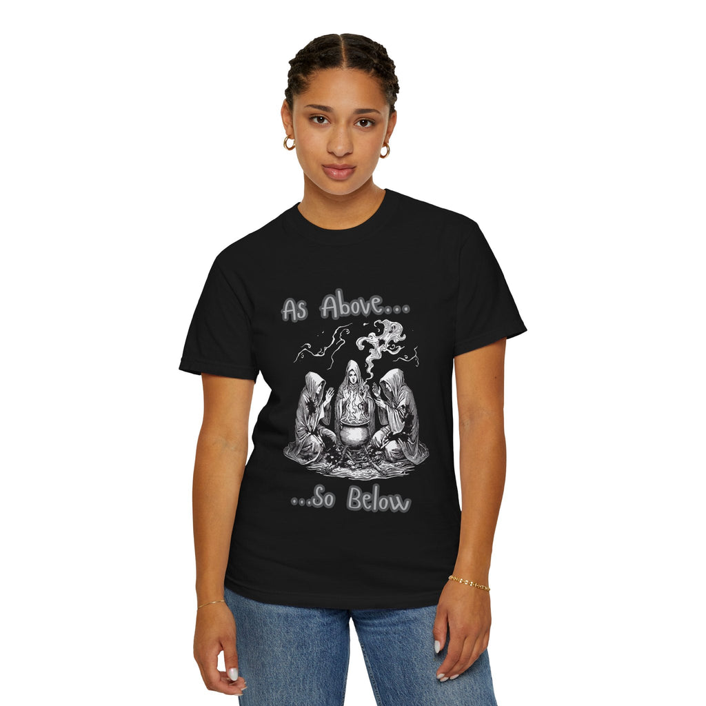 As Above So Below Ritual Scene T-Shirt | Occult Witchcraft Illustration - Erudition Designs