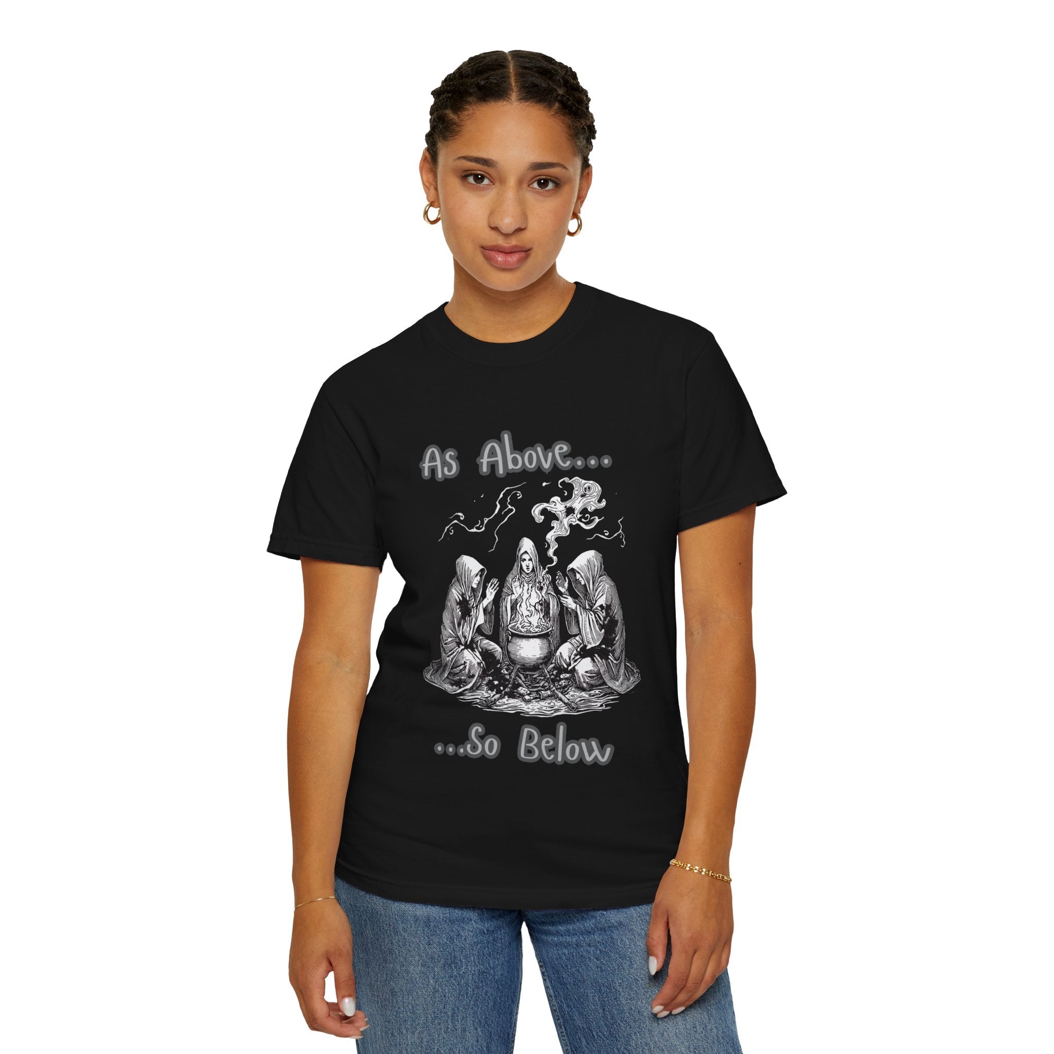 As Above So Below Ritual Scene T-Shirt | Occult Witchcraft Illustration - Erudition Designs
