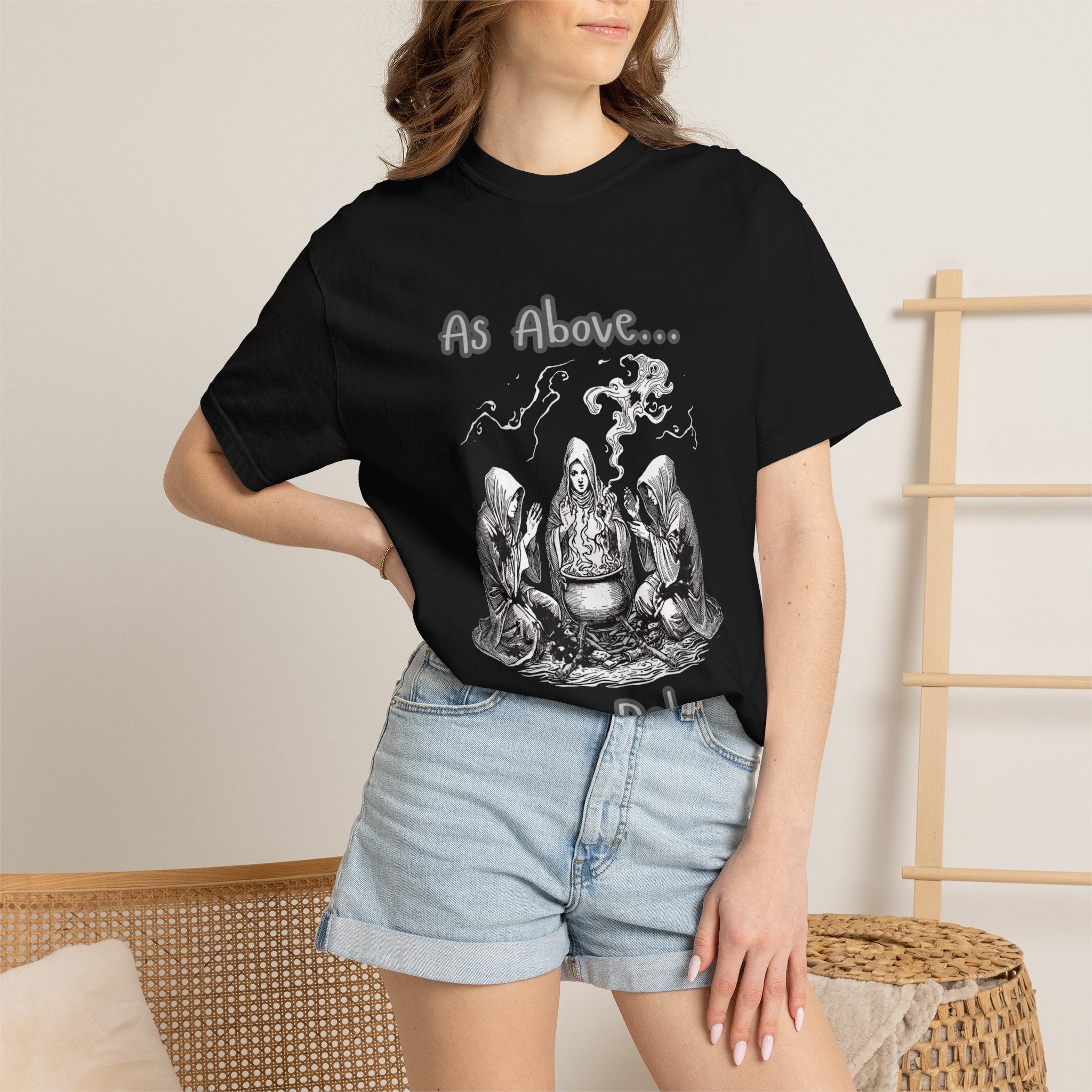 As Above So Below Ritual Scene T-Shirt | Occult Witchcraft Illustration - Erudition Designs