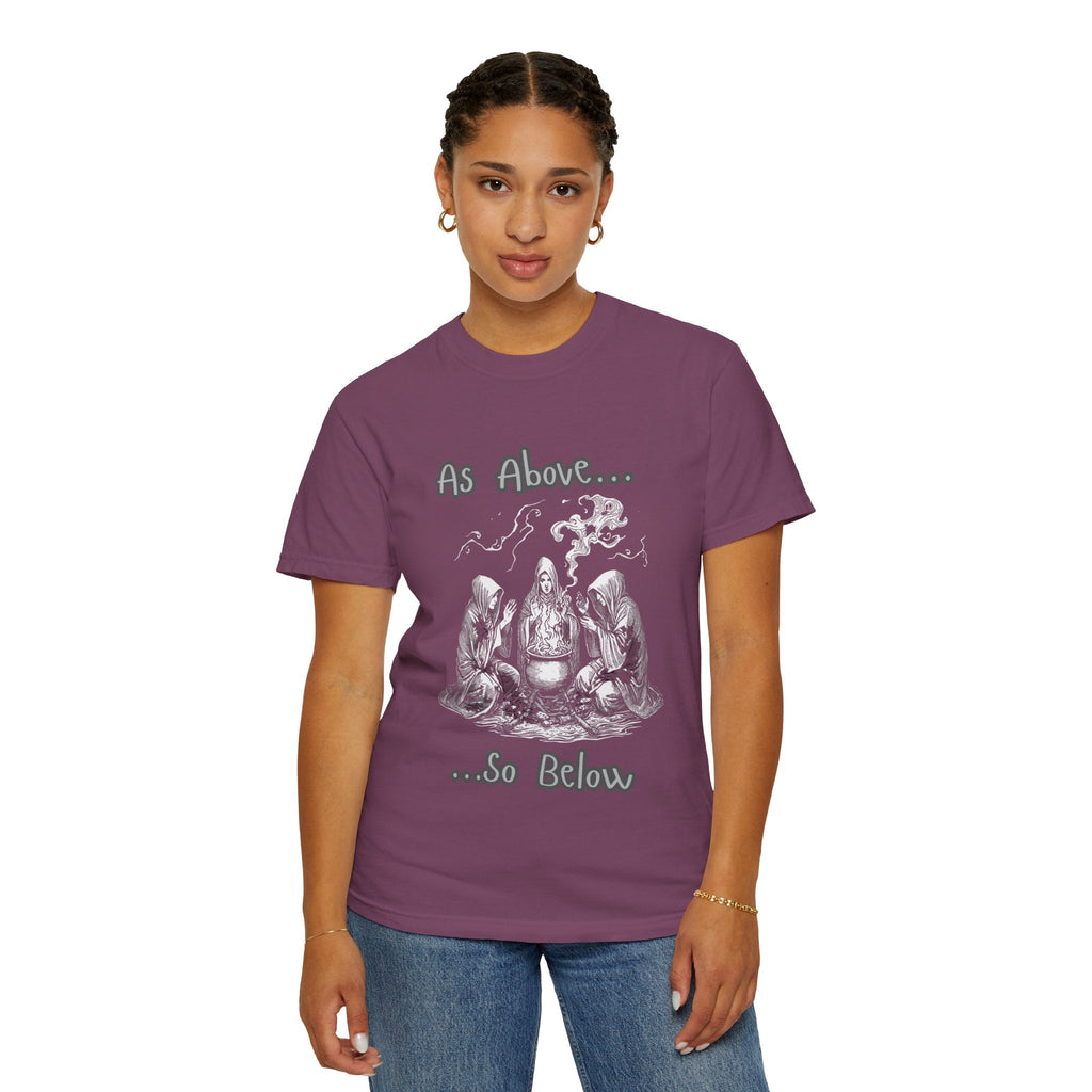 As Above So Below Ritual Scene T-Shirt | Occult Witchcraft Illustration - Erudition Designs