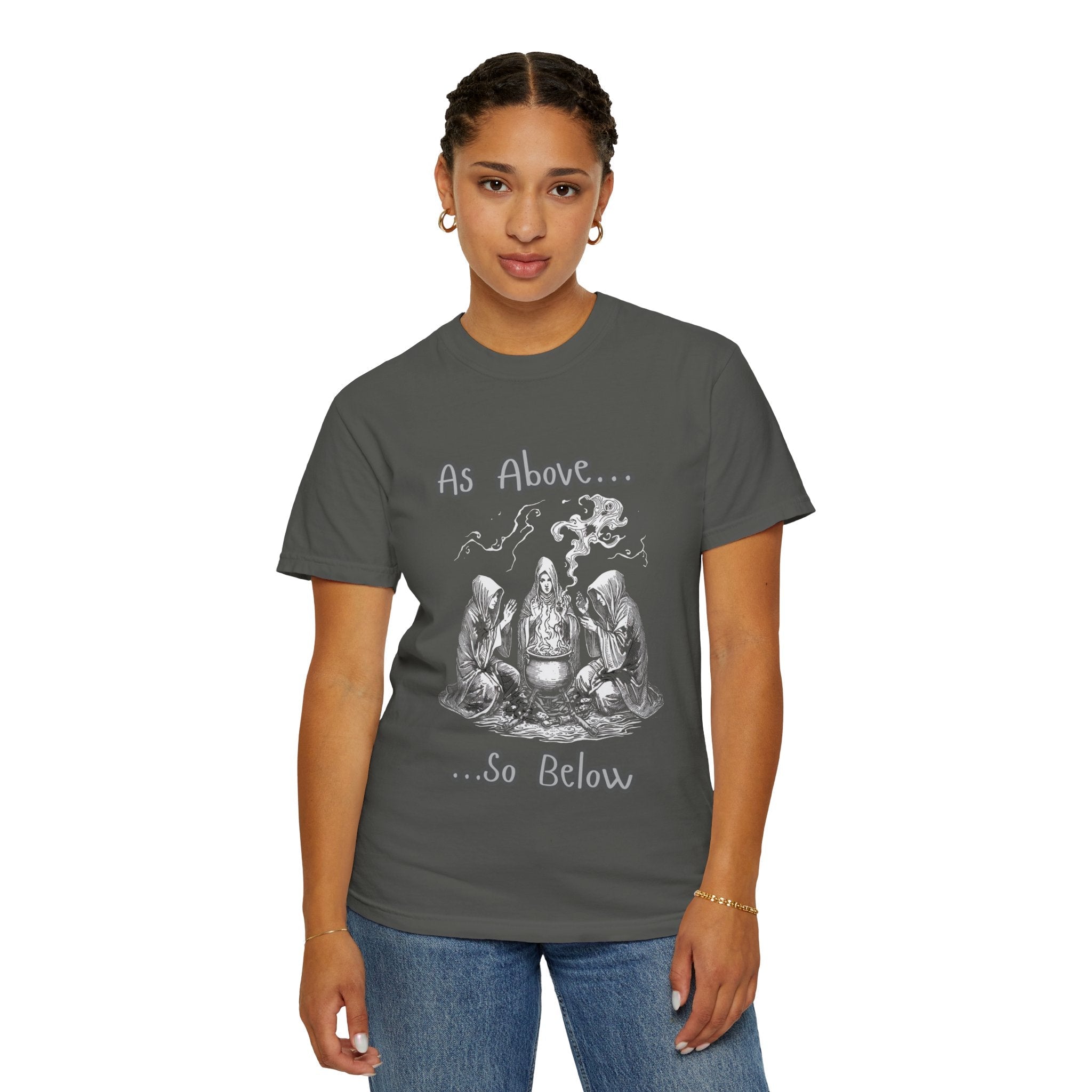 As Above So Below Ritual Scene T-Shirt | Occult Witchcraft Illustration - Erudition Designs