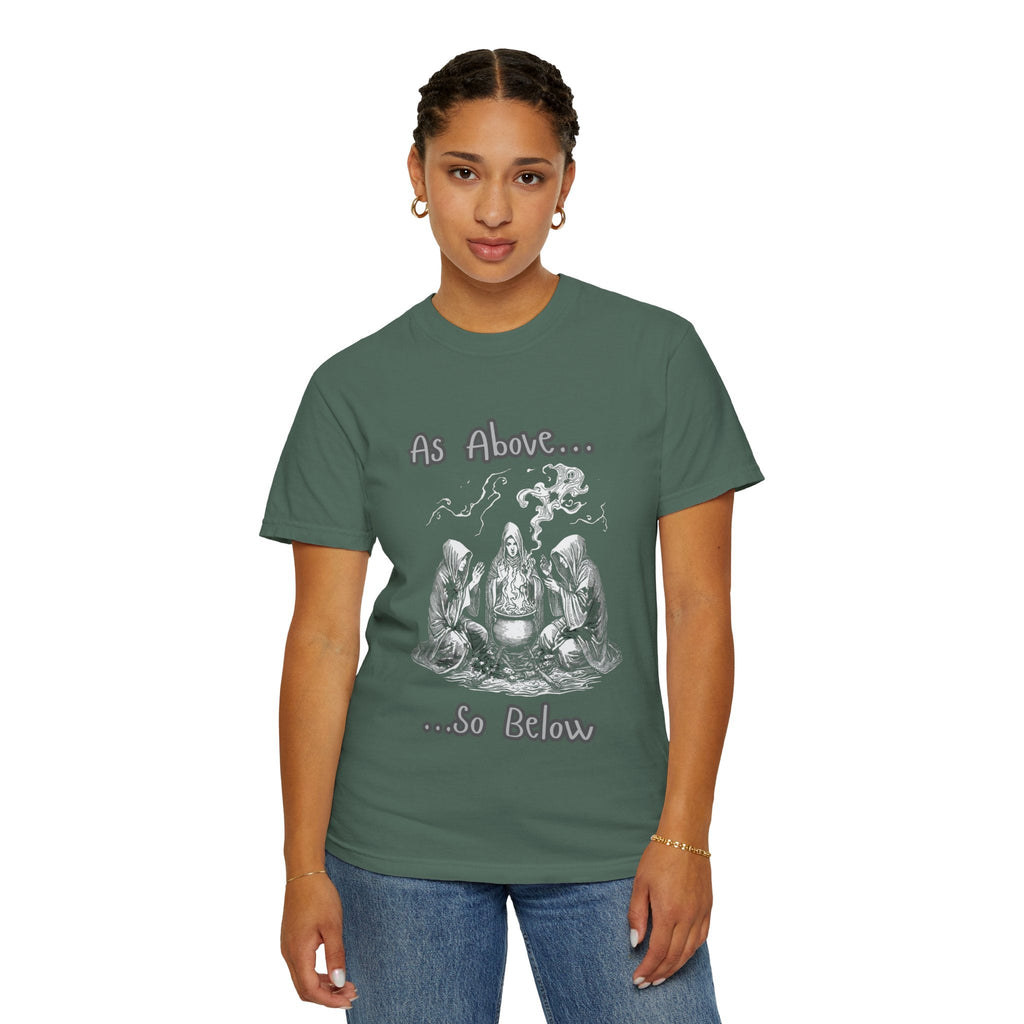 As Above So Below Ritual Scene T-Shirt | Occult Witchcraft Illustration - Erudition Designs