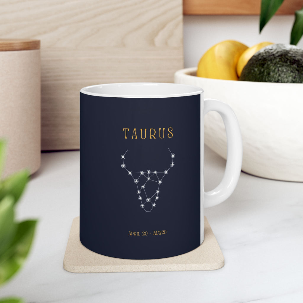 Astrology Taurus Ceramic Mug – Zodiac Bull Horoscope Coffee Cup (11oz, 15oz) - Erudition Designs