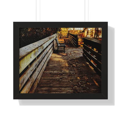 Autumn Boardwalk Framed Horizontal Poster | Fall Pathway Wall Art - Erudition Designs