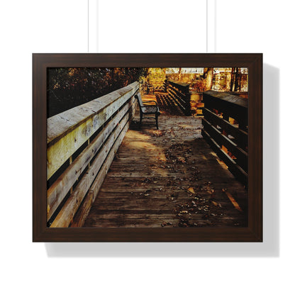 Autumn Boardwalk Framed Horizontal Poster | Fall Pathway Wall Art - Erudition Designs