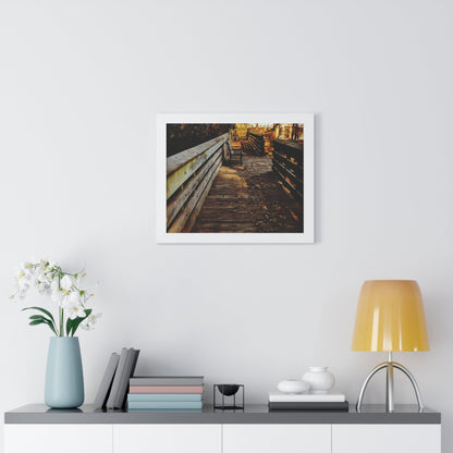 Autumn Boardwalk Framed Horizontal Poster | Fall Pathway Wall Art - Erudition Designs