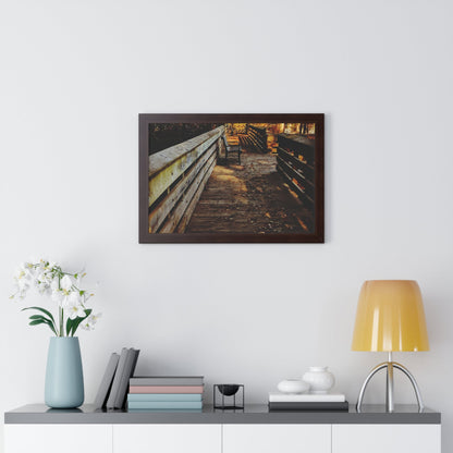 Autumn Boardwalk Framed Horizontal Poster | Fall Pathway Wall Art - Erudition Designs