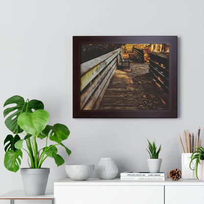 Autumn Boardwalk Framed Horizontal Poster | Fall Pathway Wall Art - Erudition Designs
