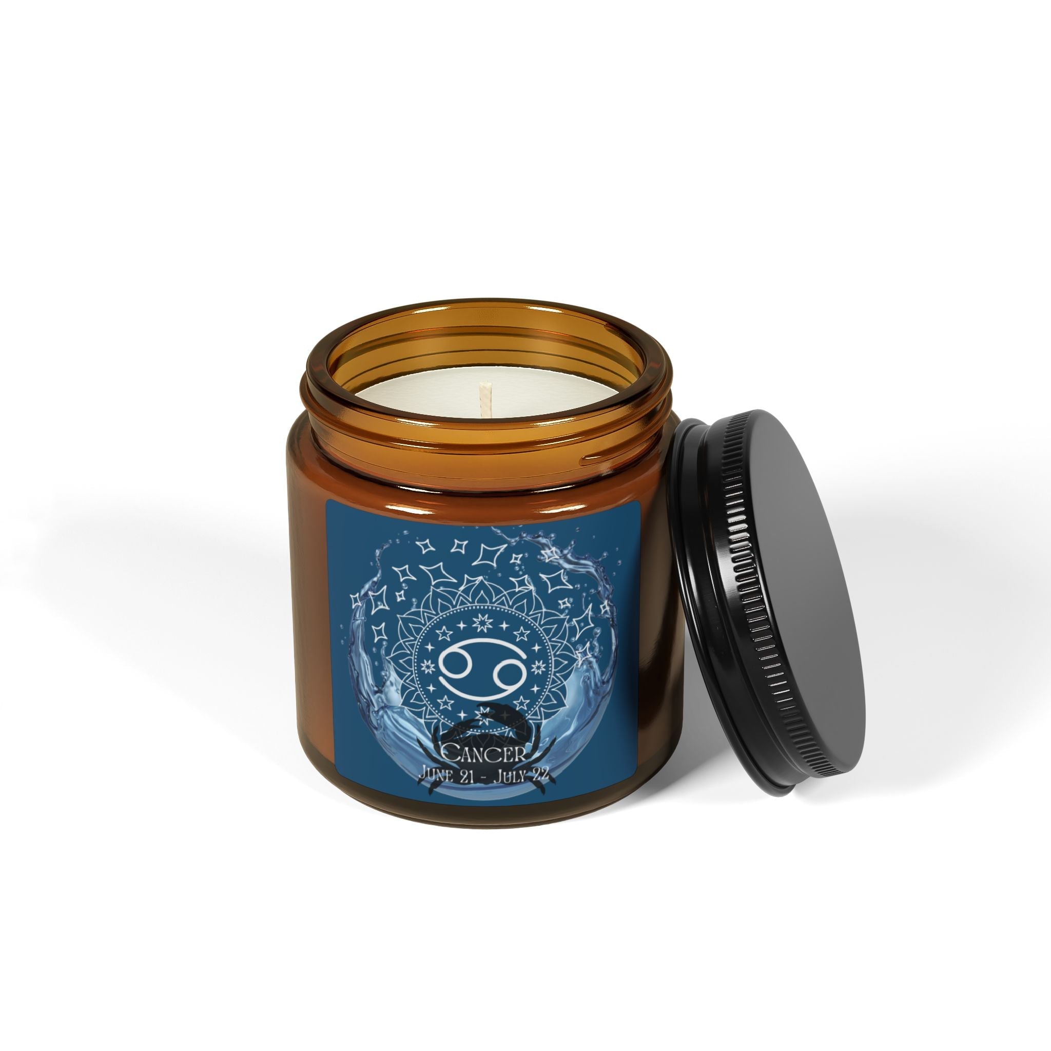 Cancer Zodiac Soy Candle — Amber Jar Scented Candle - Erudition Designs