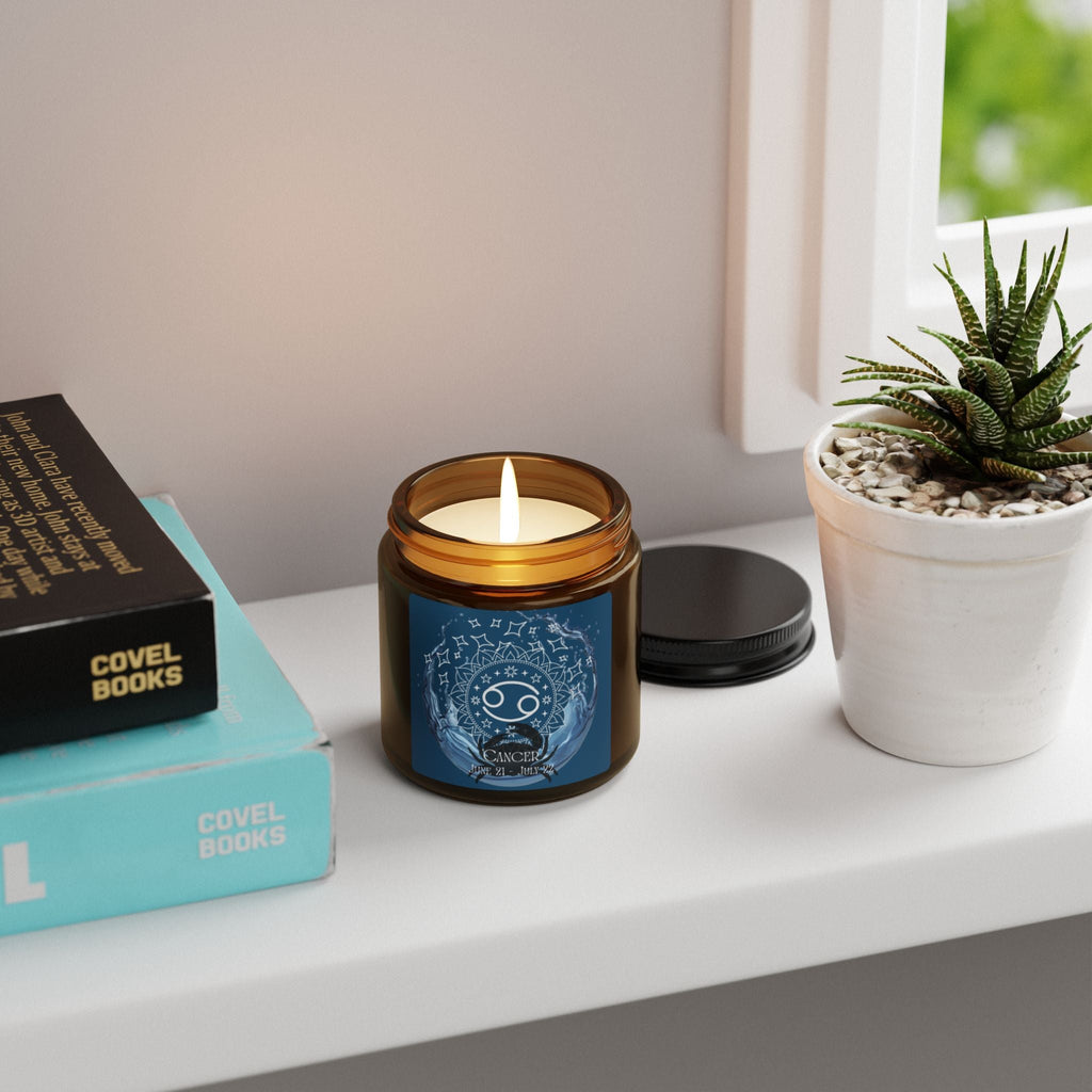 Cancer Zodiac Soy Candle — Amber Jar Scented Candle - Erudition Designs