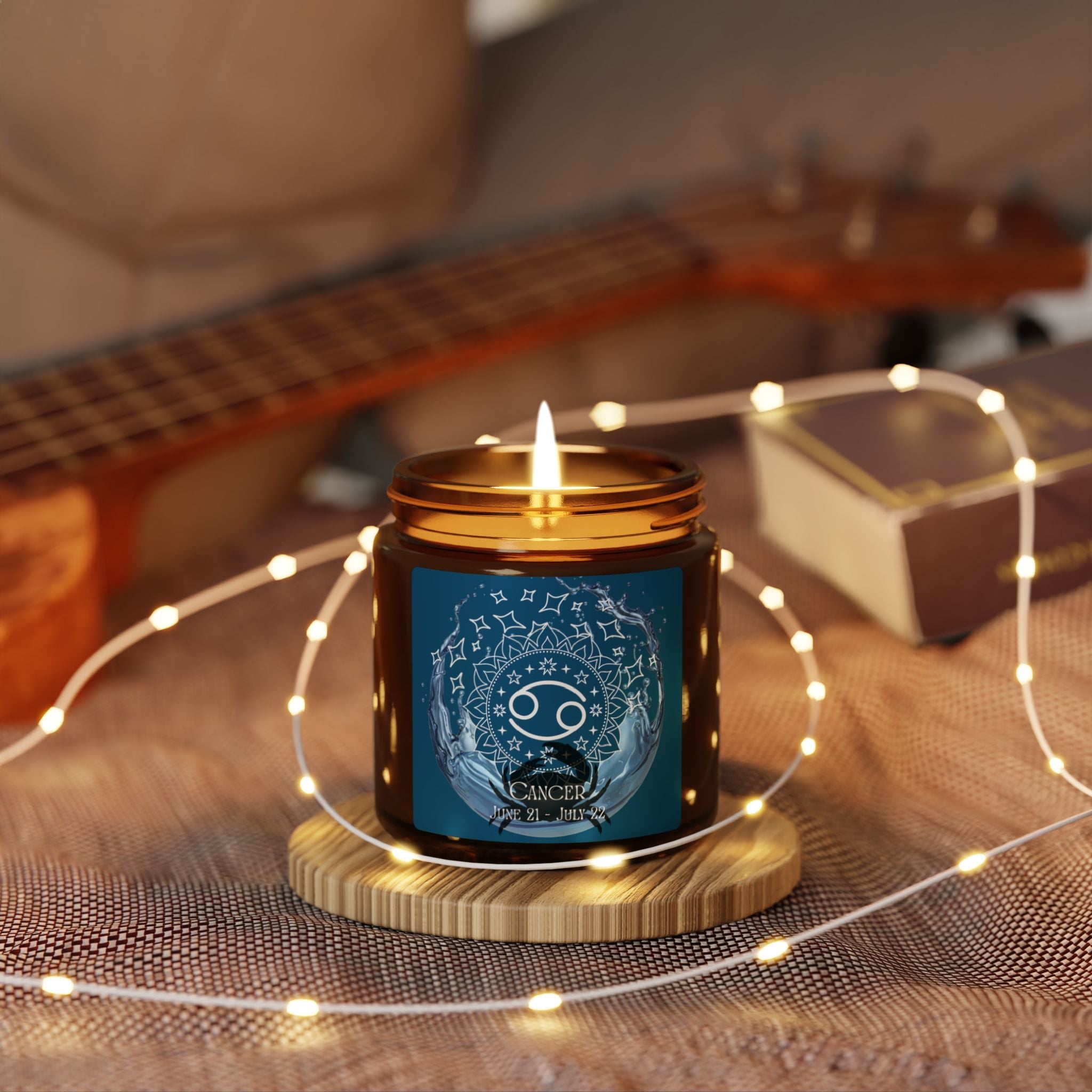 Cancer Zodiac Soy Candle — Amber Jar Scented Candle - Erudition Designs