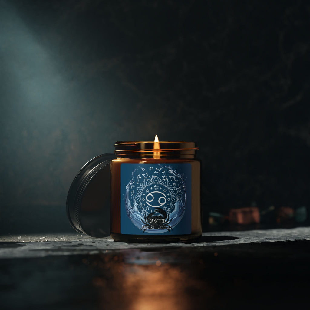 Cancer Zodiac Soy Candle — Amber Jar Scented Candle - Erudition Designs