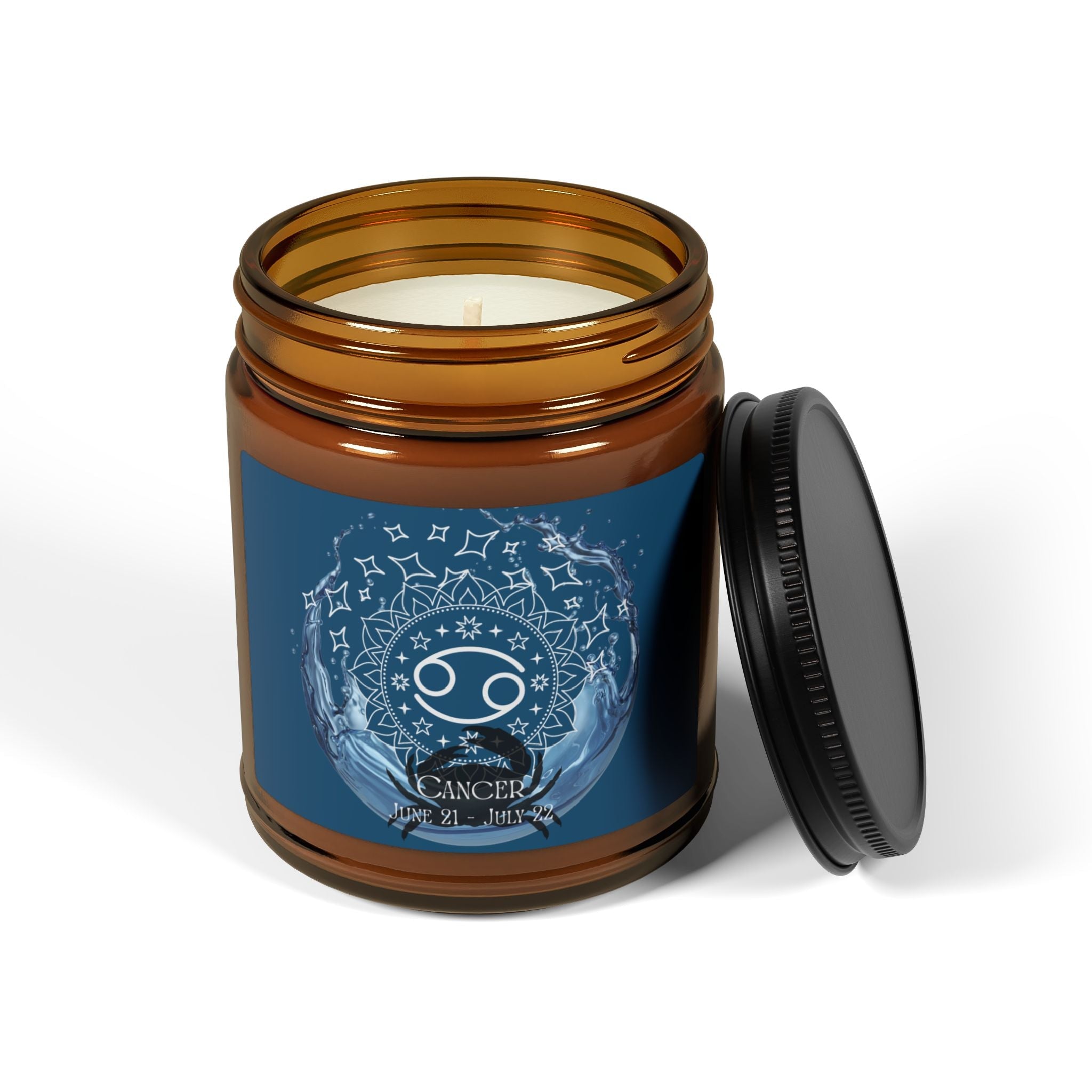Cancer Zodiac Soy Candle — Amber Jar Scented Candle - Erudition Designs