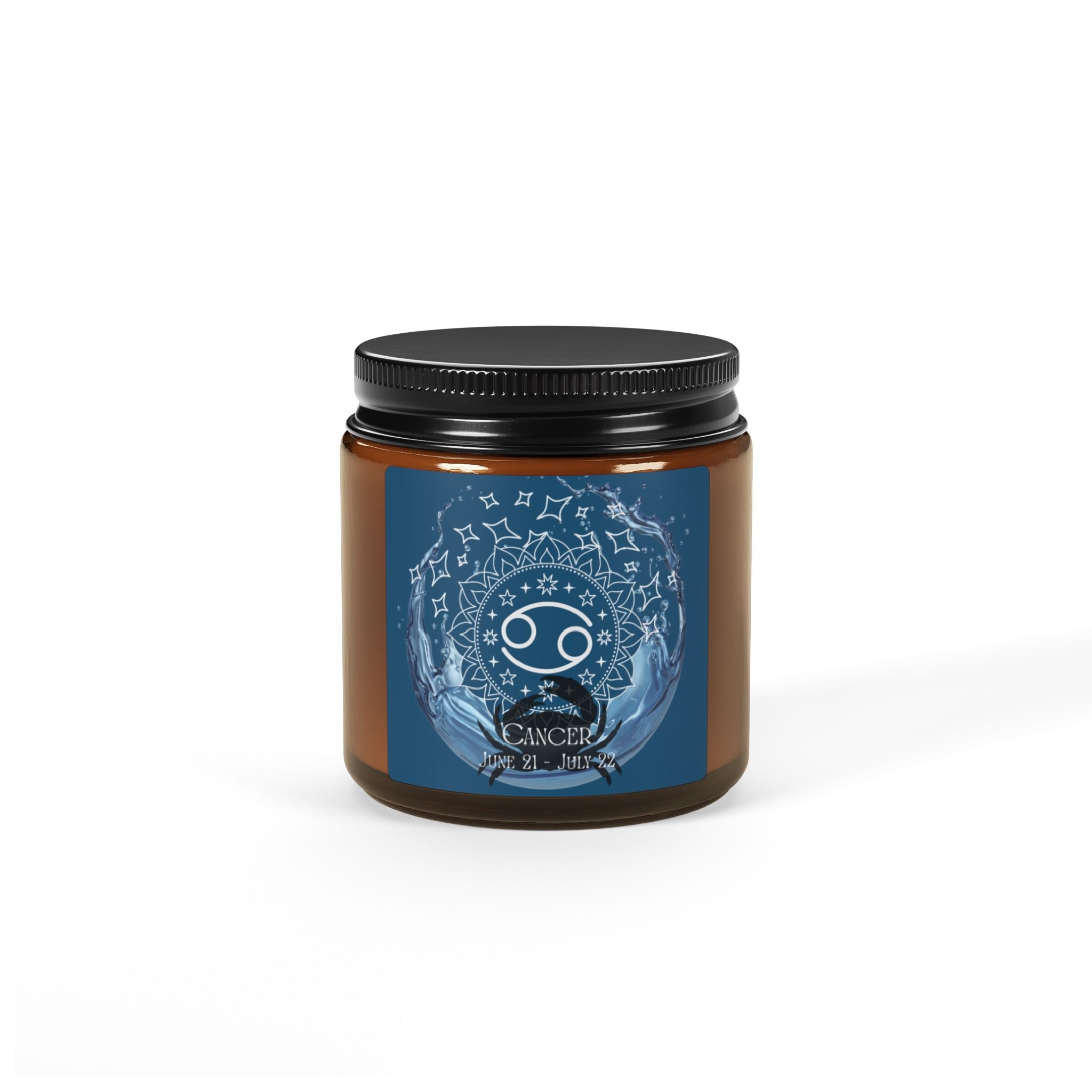 Cancer Zodiac Soy Candle — Amber Jar Scented Candle - Erudition Designs