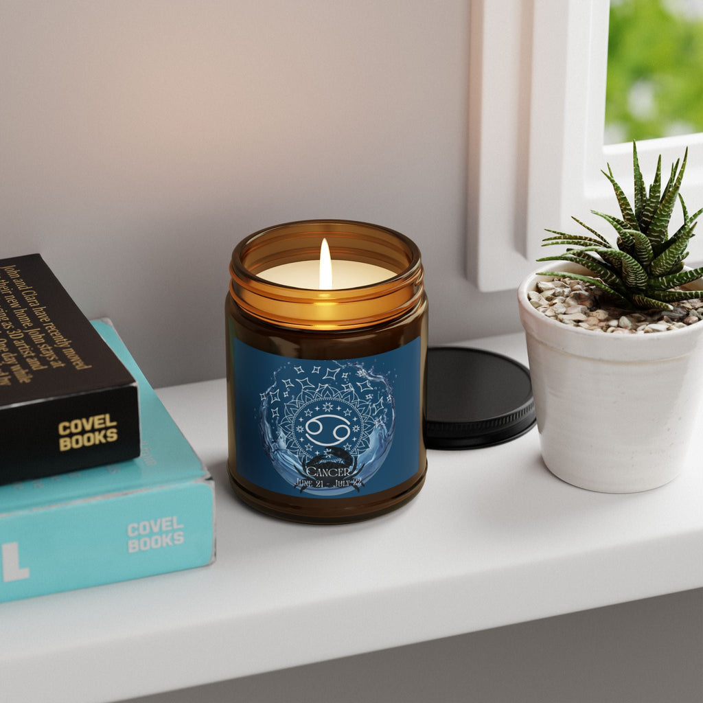 Cancer Zodiac Soy Candle — Amber Jar Scented Candle - Erudition Designs