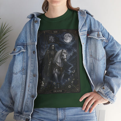 Death Tarot Card T-Shirt — Gothic Moonlit Horseman Tee - T-Shirt - Printify
