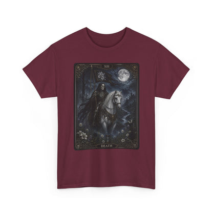 Death Tarot Card T-Shirt — Gothic Moonlit Horseman Tee - T-Shirt - Printify