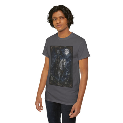Death Tarot Card T-Shirt — Gothic Moonlit Horseman Tee - T-Shirt - Printify