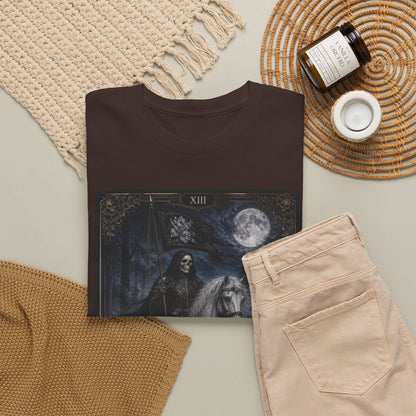 Death Tarot Card T-Shirt — Gothic Moonlit Horseman Tee - T-Shirt - Printify