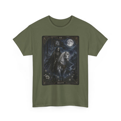 Death Tarot Card T-Shirt — Gothic Moonlit Horseman Tee - T-Shirt - Printify