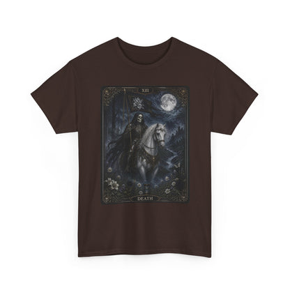 Death Tarot Card T-Shirt — Gothic Moonlit Horseman Tee - T-Shirt - Printify