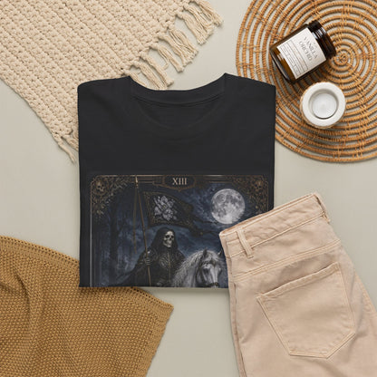 Death Tarot Card T-Shirt — Gothic Moonlit Horseman Tee - T-Shirt - Printify