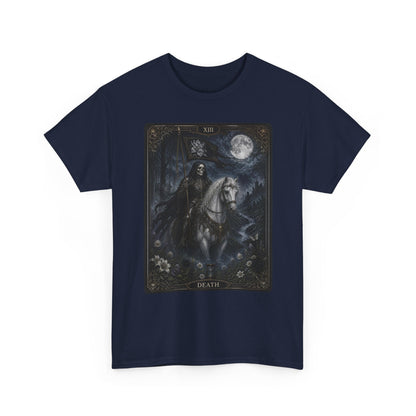 Death Tarot Card T-Shirt — Gothic Moonlit Horseman Tee - T-Shirt - Printify