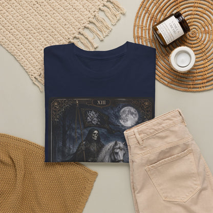 Death Tarot Card T-Shirt — Gothic Moonlit Horseman Tee - T-Shirt - Printify