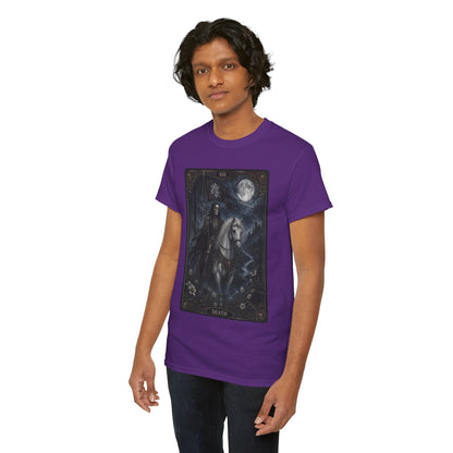 Death Tarot Card T-Shirt — Gothic Moonlit Horseman Tee - T-Shirt - Printify