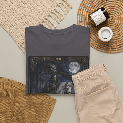 Death Tarot Card T-Shirt — Gothic Moonlit Horseman Tee - T-Shirt - Printify