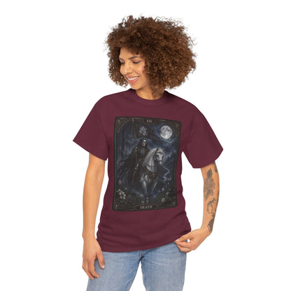 Death Tarot Card T-Shirt — Gothic Moonlit Horseman Tee - T-Shirt - Printify