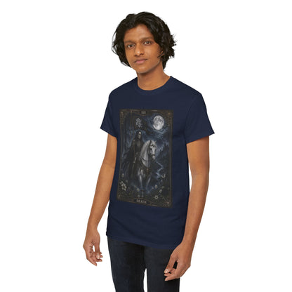 Death Tarot Card T-Shirt — Gothic Moonlit Horseman Tee - T-Shirt - Printify