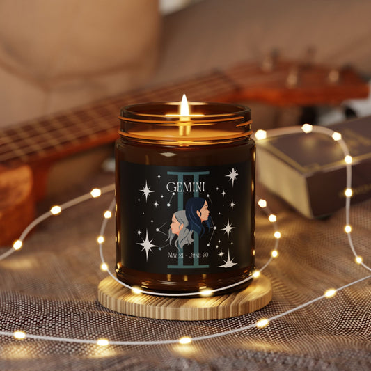 Gemini Zodiac Soy Candle — Amber Jar Scented Candle (Multi-Size) - Home Decor - Printify