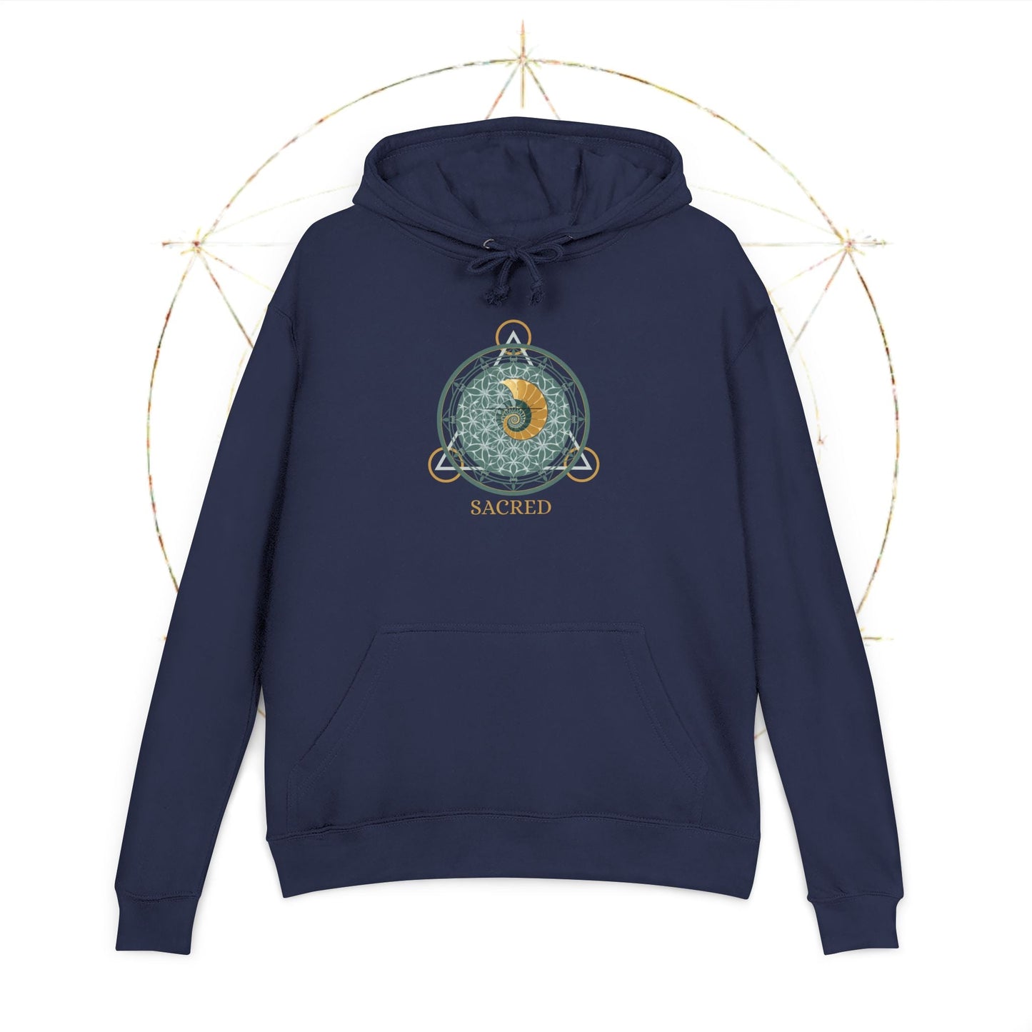 Geometric Mandala Nautilus Hoodie | Geometric Mandala, Crescent Moon - Hoodie - Printify
