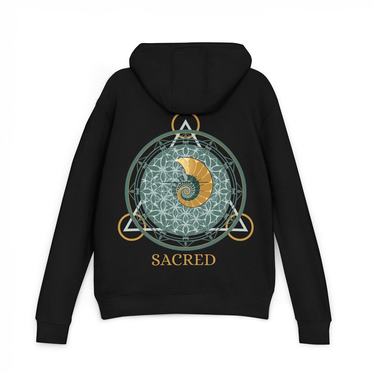 Geometric Mandala Nautilus Hoodie | Geometric Mandala, Crescent Moon - Hoodie - Printify