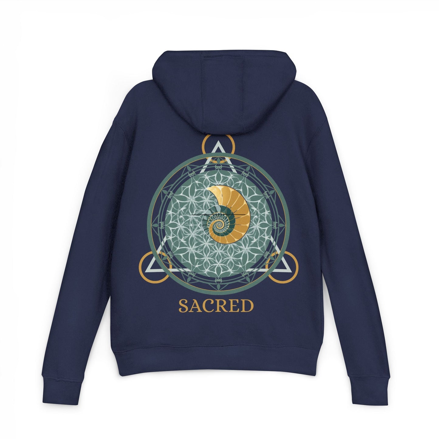 Geometric Mandala Nautilus Hoodie | Geometric Mandala, Crescent Moon - Hoodie - Printify
