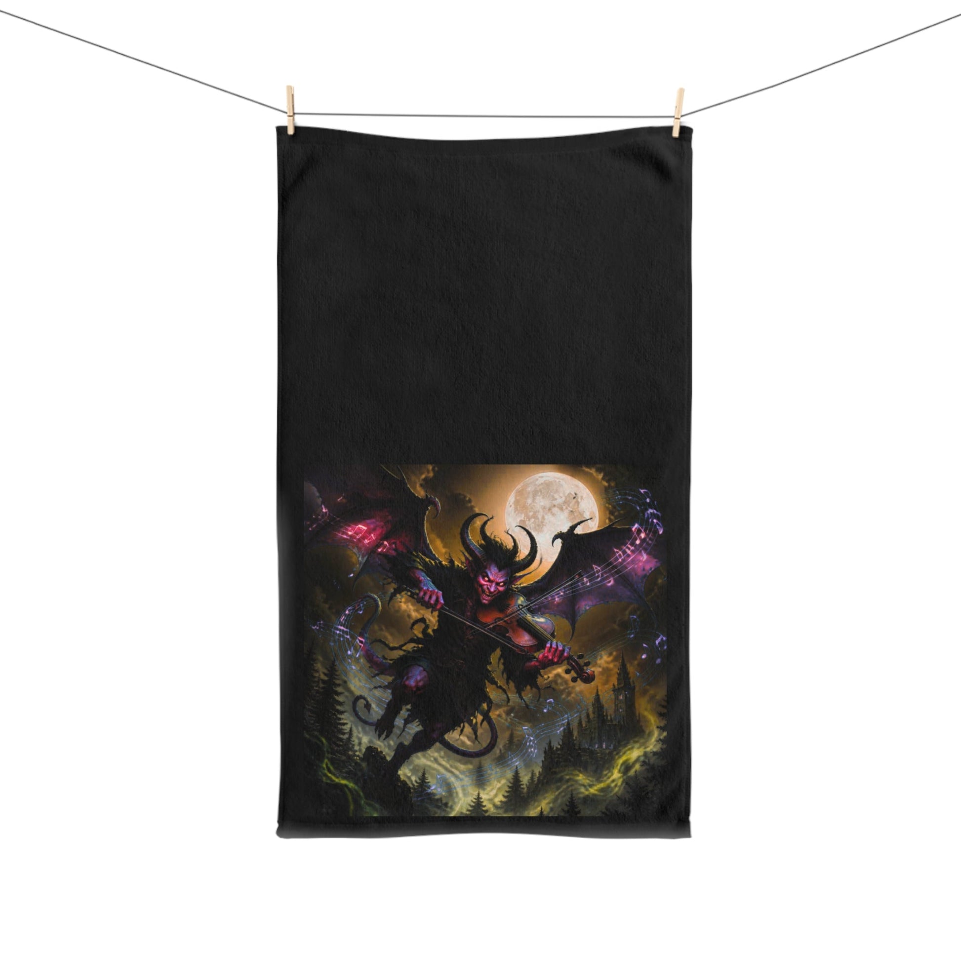 Hand Towel — Demonic Musician - Home Decor - Printify