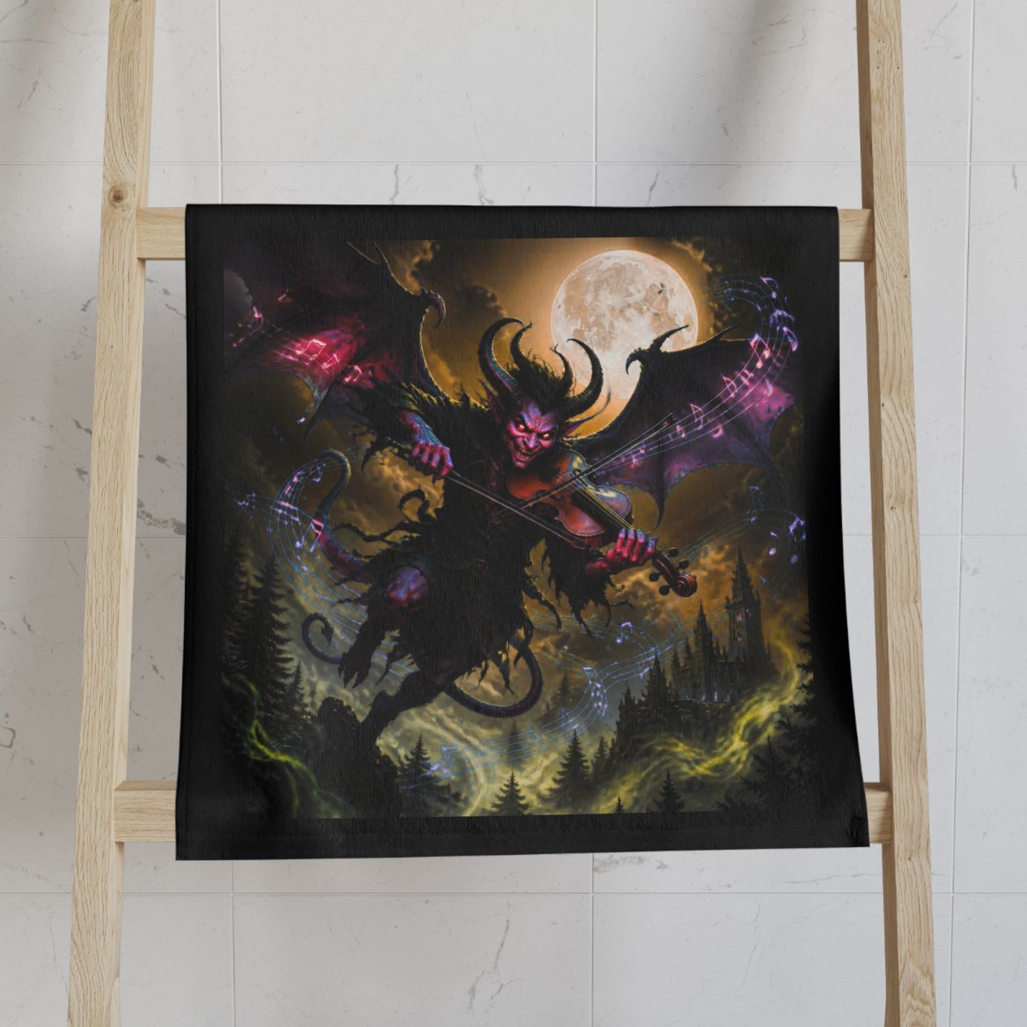 Hand Towel — Demonic Musician - Home Decor - Printify
