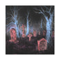 Haunted Graveyard Canvas Art — Neon Cemetery Wall Decor - Canvas - Printify