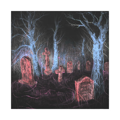 Haunted Graveyard Canvas Art — Neon Cemetery Wall Decor - Canvas - Printify