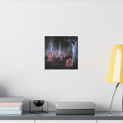 Haunted Graveyard Canvas Art — Neon Cemetery Wall Decor - Canvas - Printify