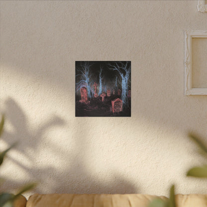 Haunted Graveyard Canvas Art — Neon Cemetery Wall Decor - Canvas - Printify
