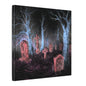 Haunted Graveyard Canvas Art — Neon Cemetery Wall Decor - Canvas - Printify